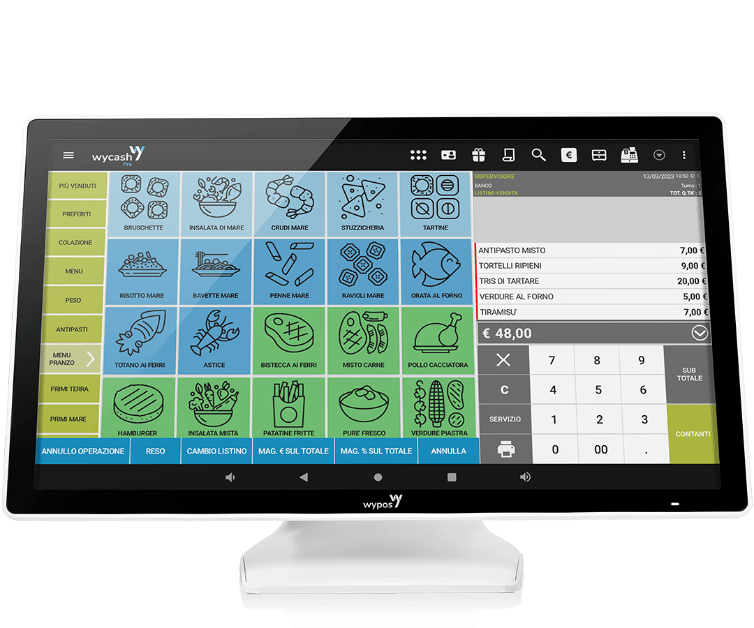 WyCash 3100 sistema di cassa touch screen panoramico