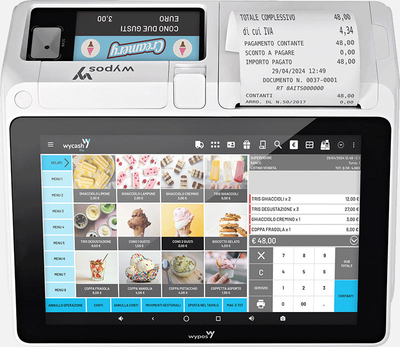 WyCash 800 display touch e stampante telematica integrata